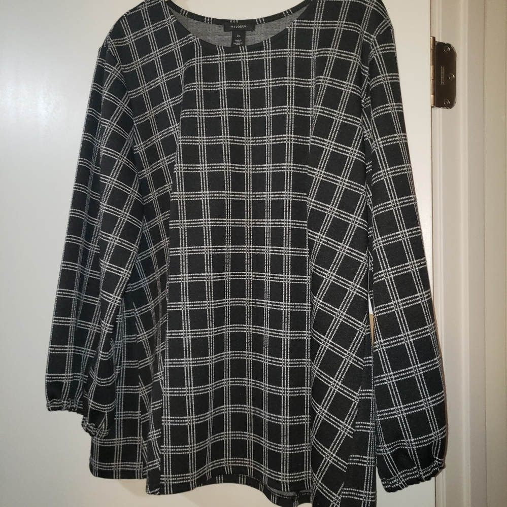 NWT Halogen 2X Windowpane Check Top